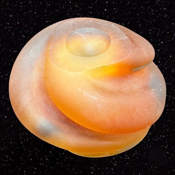 Vintage Czech Bohemian Glass Ashtray 1950s Hand Made Orange Bowl 5”W 2”T - Picture 5 of 16